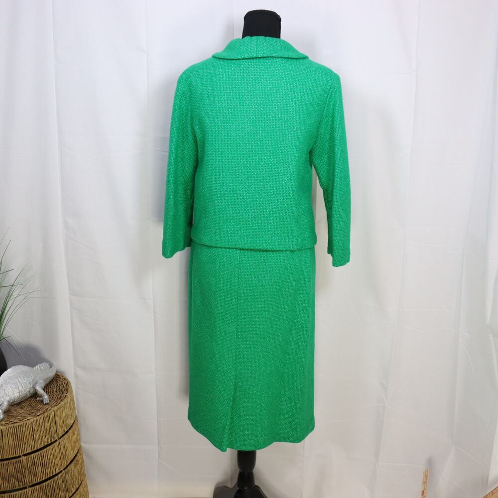 Vintage Handmade Green Wool Skirt Suit 2pc Set XS - Picture 3 of 7